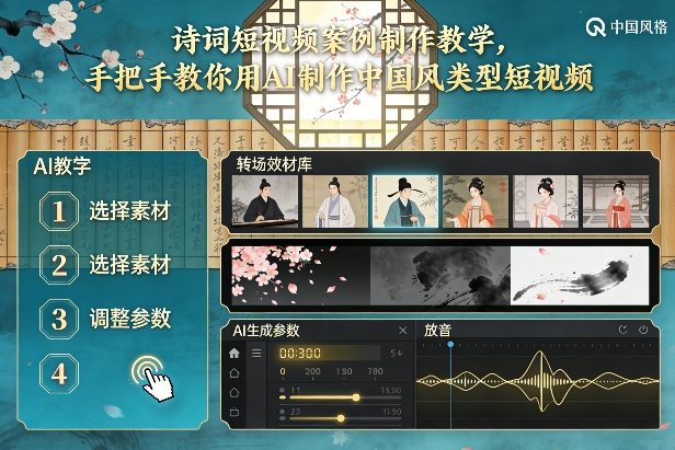 古诗词短视频案例制作教学，手把手教你用AI制作中国风类型短视频-网创项目