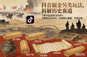 抖音掘金另类玩法，拆解历史赛道，7条作品涨粉300W+，点赞量高达900W，只讲核心逻辑，干货分享-网创项目