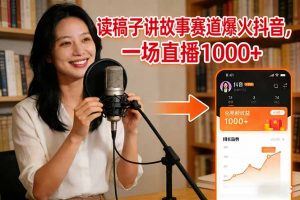 读稿子讲故事赛道爆火抖音,一场直播日入1000+-网创项目