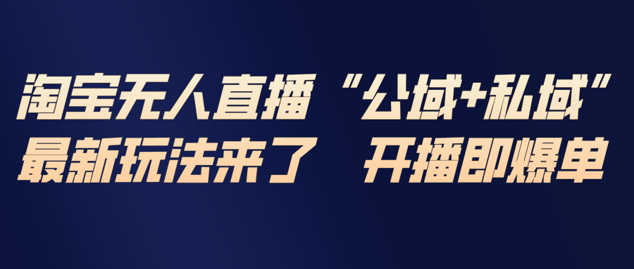 淘宝无人直播最新玩法，包含私域和公域两种玩法-网创项目