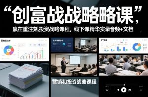 创富战略课,赢在重注时刻,营销和投资战略课程,线下课精华实录音频+文档-网创项目