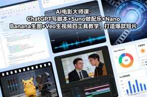 AI电影大师课：ChatGPT写脚本+Suno做配乐+Nano Banana生图+Veo生视频，打造爆款短片-网创项目