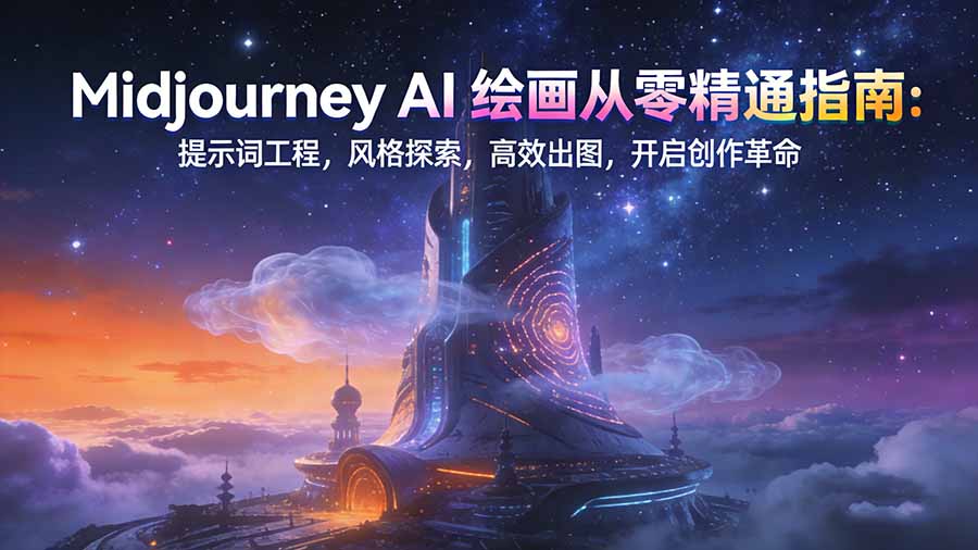 Midjourney AI绘画从零精通指南：提示词工程，风格探索，高效出图，开启创作革命-网创项目