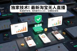 独家技术！最新淘宝无人直播：无违规不封号，矩阵操作日入1K+，长期稳定变现【揭秘】-网创项目