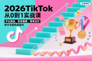 2026TikTok从0到1实战课，平台激励、带货賺佣、商单合作，新手也能快速盈利(3天直播课)-网创项目