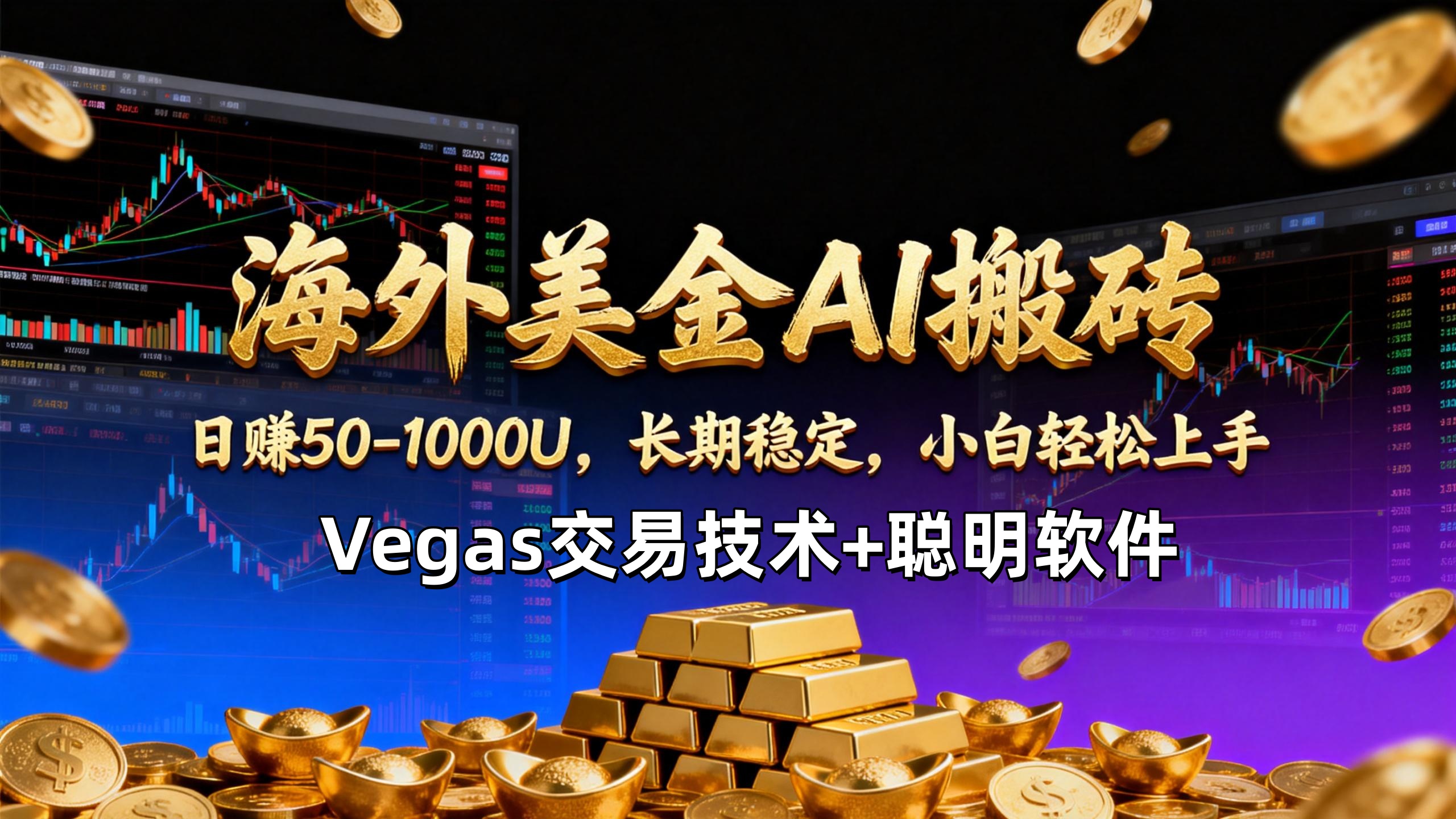 【海外美金AI搬砖】Vegas交易技术+聪明软件，日赚50-1000U，长期稳定，小白轻松上手。-网创项目