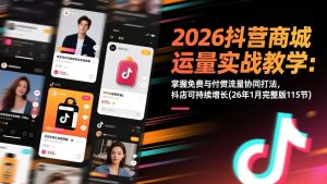 2026抖音商城运营实战教学:掌握免费与付费流量协同打法,抖店可持续增长(26年1月完整版115节-网创项目