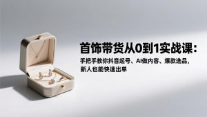 首饰带货从0到1实战课:手把手教你抖音起号、AI做内容、爆款选品,新人也能快速出单-网创项目