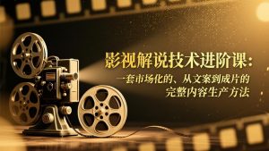 影视解说技术进阶课:一套市场化的、从文案到成片的完整内容生产方法-网创项目