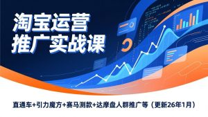 淘宝运营推广实战课，直通车+引力魔方+赛马测款+达摩盘人群推广等(更新26年1月-网创项目