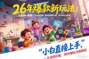 26年爆款新玩法，儿童科普AI视频，全流程实操，轻松做爆款内容，小白直接上手，附详细玩法教程-网创项目
