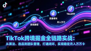 TikTok跨境掘金全链路实战：从算法、选品到团队管理，打通闭环，实现稳定月入万刀-网创项目