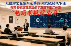 天猫淘宝直通车无界特训营2026线下课，电商老板运营总监必学直通车推广体系-网创项目