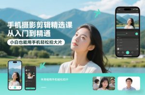 手机摄影剪辑精选课,从入门到精通,小白也能用手机轻松拍大片-网创项目