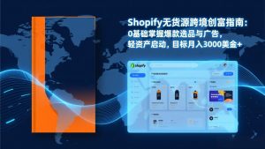Shopify爆款打法实战:从选品到广告投放,复制爆款模型,驱动独立站月销售额破万刀-网创项目