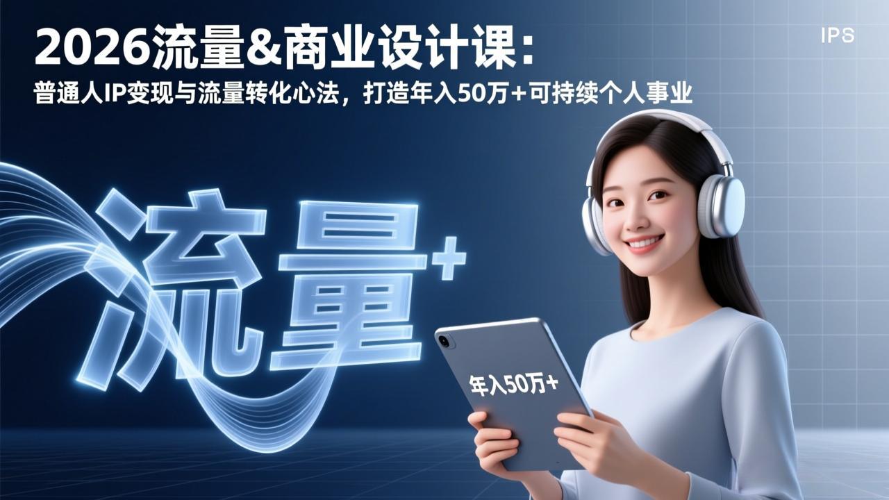 2026流量&商业设计课：普通人IP变现与流量转化心法，打造年入50万+可持续个人事业-网创项目