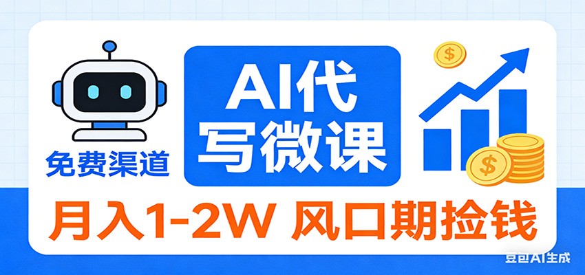 2026告别打工！AI 代写微课，提供免费渠道，月入 1-2W 风口期捡钱-网创项目