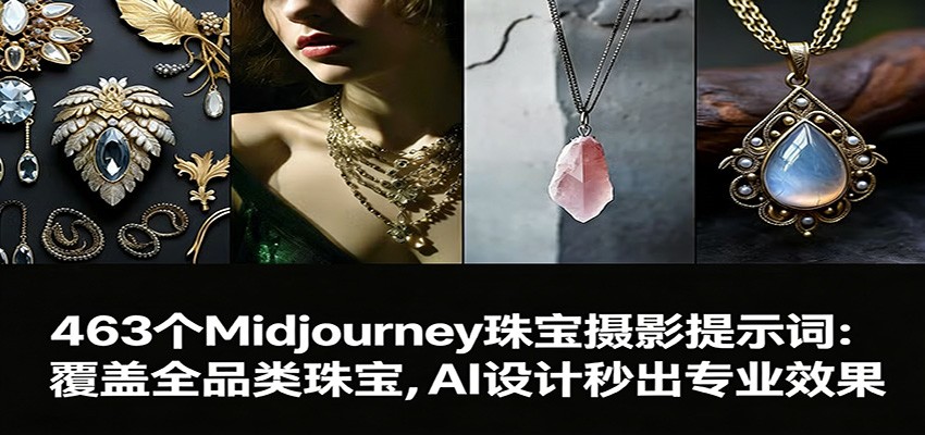 463个Midjourney珠宝摄影提示词：覆盖全品类珠宝，AI设计秒出专业效果-网创项目