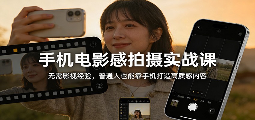 手机电影感拍摄实战课：无需影视经验，普通人也能靠手机打造高质感内容-网创项目