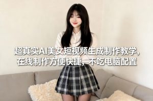 超真实AI美女短视频生成制作教学，在线制作方便快捷，不吃电脑配置，快速起号涨粉-网创项目