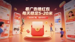 看广告撸红包，每天稳定5-20米，无任何门槛，适合任何人-网创项目