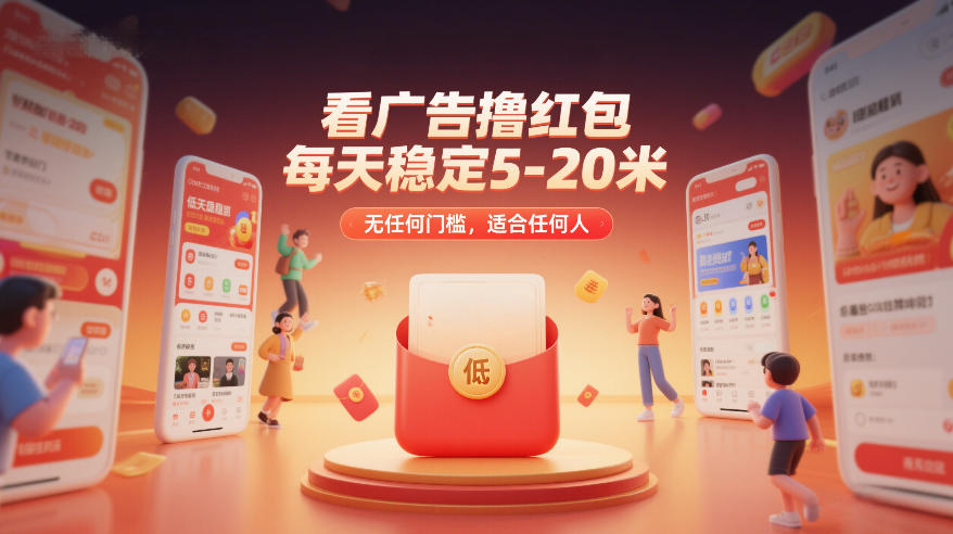 看广告撸红包，每天稳定5-20米，无任何门槛，适合任何人-网创项目