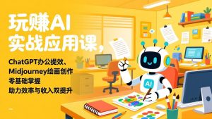 玩赚AI实战应用课，ChatGPT办公提效、Midjourney绘画创作，零基础掌握，助力效率与收入双提升-网创项目