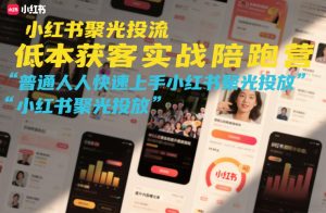 小红书聚光投流低成本获客实战陪跑营,普通人快速上手小红书聚光投放-网创项目
