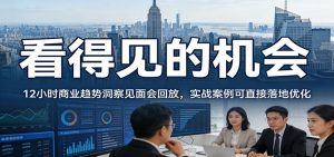 2026看得见的机会，12小时商业趋势洞察见面会回放，实战案例可直接落地优化-网创项目