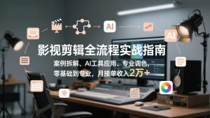 影视剪辑全流程实战指南,案例拆解、AI工具应用、专业调色,零基础到专业,月接单收入2万+-网创项目