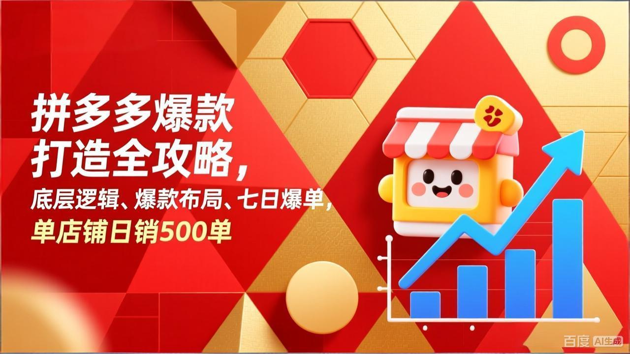 拼多多爆款打造全攻略，底层逻辑、爆款布局、七日爆单，单店铺日销500单-网创项目
