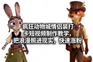 疯狂动物城情侣装打卡短视频制作教学,把浪漫照进现实,快速涨粉-网创项目