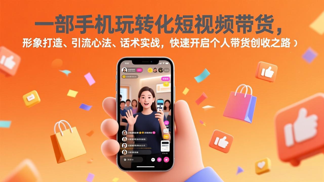 一部手机玩转化短视频带货，形象打造、引流心法、话术实战，快速开启个人带货创收之路-网创项目