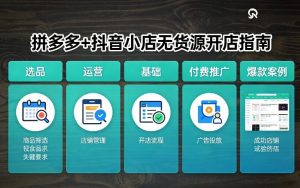 拼多多+抖音小店无货源开店，包括：选品、运营、基础、付费推广、爆款案例等(更新26年2月)-网创项目