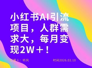 她通过这个AI项目每月做到2W＋的收入，最新小红书AI项目，人群需求大！-网创项目