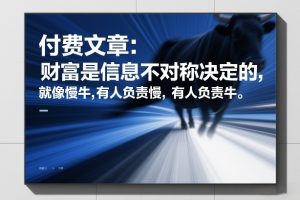 付费文章:财富是信息不对称决定的,就像慢牛,有人负责慢,有人负责牛-网创项目