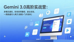 Gemini 3.0高阶实战营:多模态通吃、职场效率翻倍、副业变现,一周跑通月入两万(教程+飞书资料-网创项目