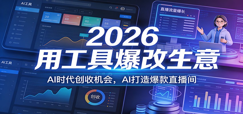 2026用工具爆改生意，AI时代创收机会，AI打造爆款直播间-网创项目