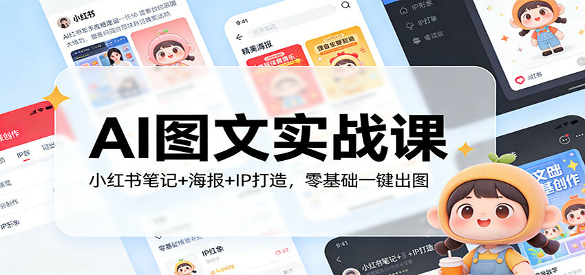 AI图文实战课：小红书笔记+海报+IP打造，零基础一键出图-网创项目