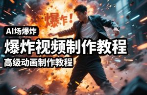 AI场景爆炸视频制作教程，利用人物实拍视频制作出高级的动画特效-网创项目