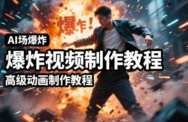 AI场景爆炸视频制作教程，利用人物实拍视频制作出高级的动画特效-网创项目
