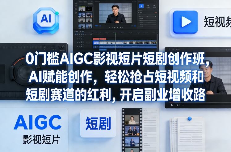 0门槛AIGC影视短片短剧创作班，AI赋能创作，轻松抢占短视频和短剧赛道的红利，开启副业增收路-网创项目