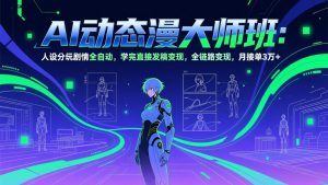 AI动态漫剧大师班:人设分镜剧情全自动,学完直接发稿变现,全链路变现,月接单3万+-网创项目