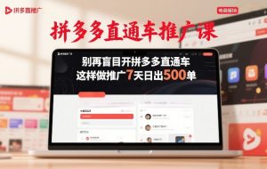 拼多多直通车推广课，别再盲目开拼多多直通车，这样做推广7天日出500单-网创项目