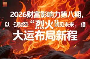 2026财富影响力第八期,以《易经》智慧洞见未来,借“离火”大运布局新程-网创项目