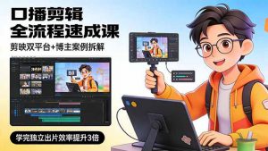 口播剪辑全流程速成课，剪映双平台+博主案例拆解，学完独立出片效率提升3倍-网创项目