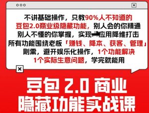 豆包2.0商业隐藏功能实战课2026,1个功能解决1个实际生意问题,学完就能用-网创项目