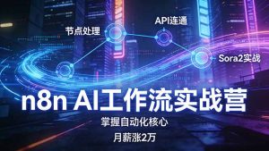 n8n AI工作流实战营,节点处理+API连通+Sora2实战,掌握自动化核心月薪涨2万-网创项目
