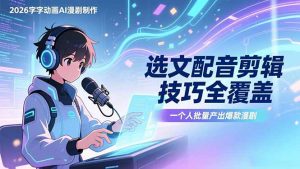 2026字字动画AI漫剧制作-1期,选文配音剪辑技巧全覆盖,一个人就能批量产出爆款漫剧-网创项目