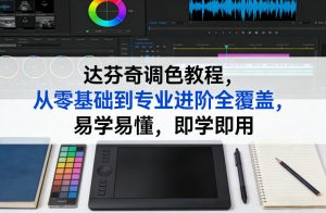 达芬奇调色教程,从零基础到专业进阶全覆盖,易学易懂,即学即用-网创项目